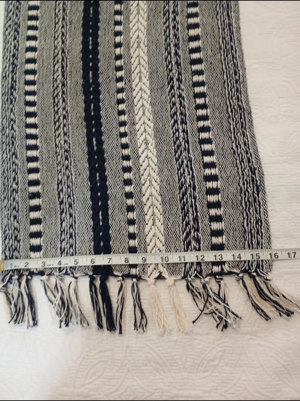DII Design Imports Black White Woven Cotton Fringe Scarf Wrap Shawl Boho Chic